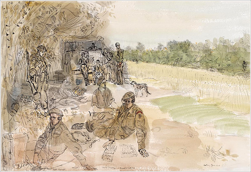 Painting by the war artist Anthony Gross